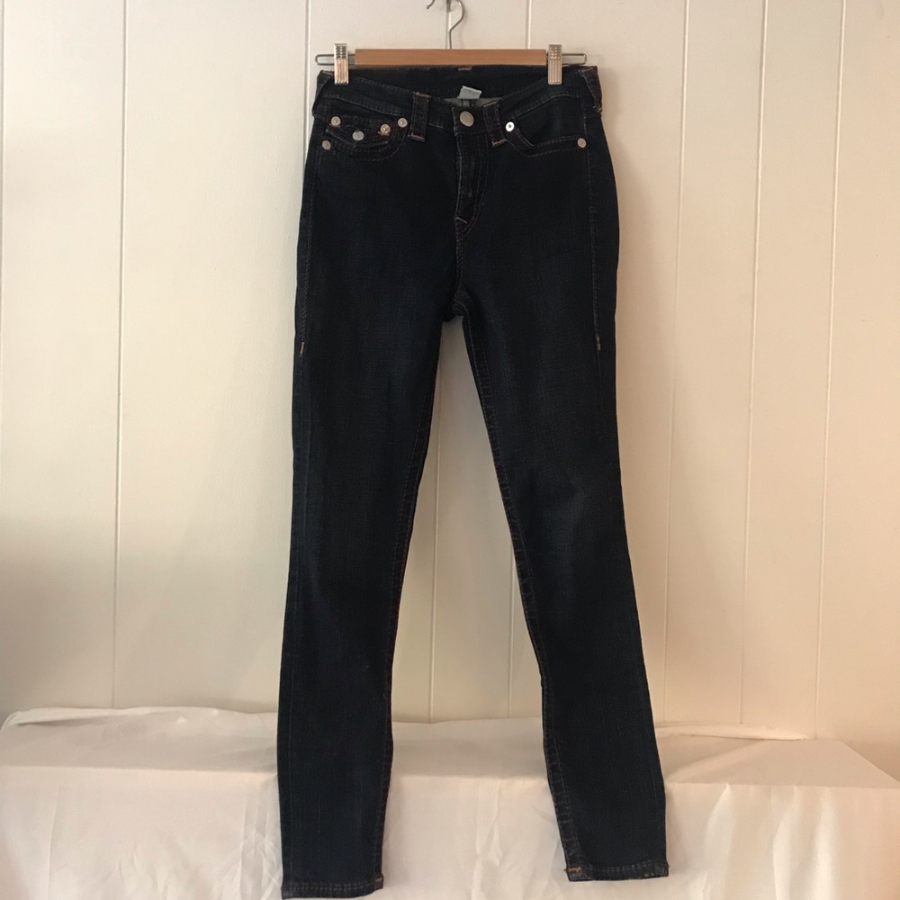 EUC Size 27 dark denim True Religion skinny jeans